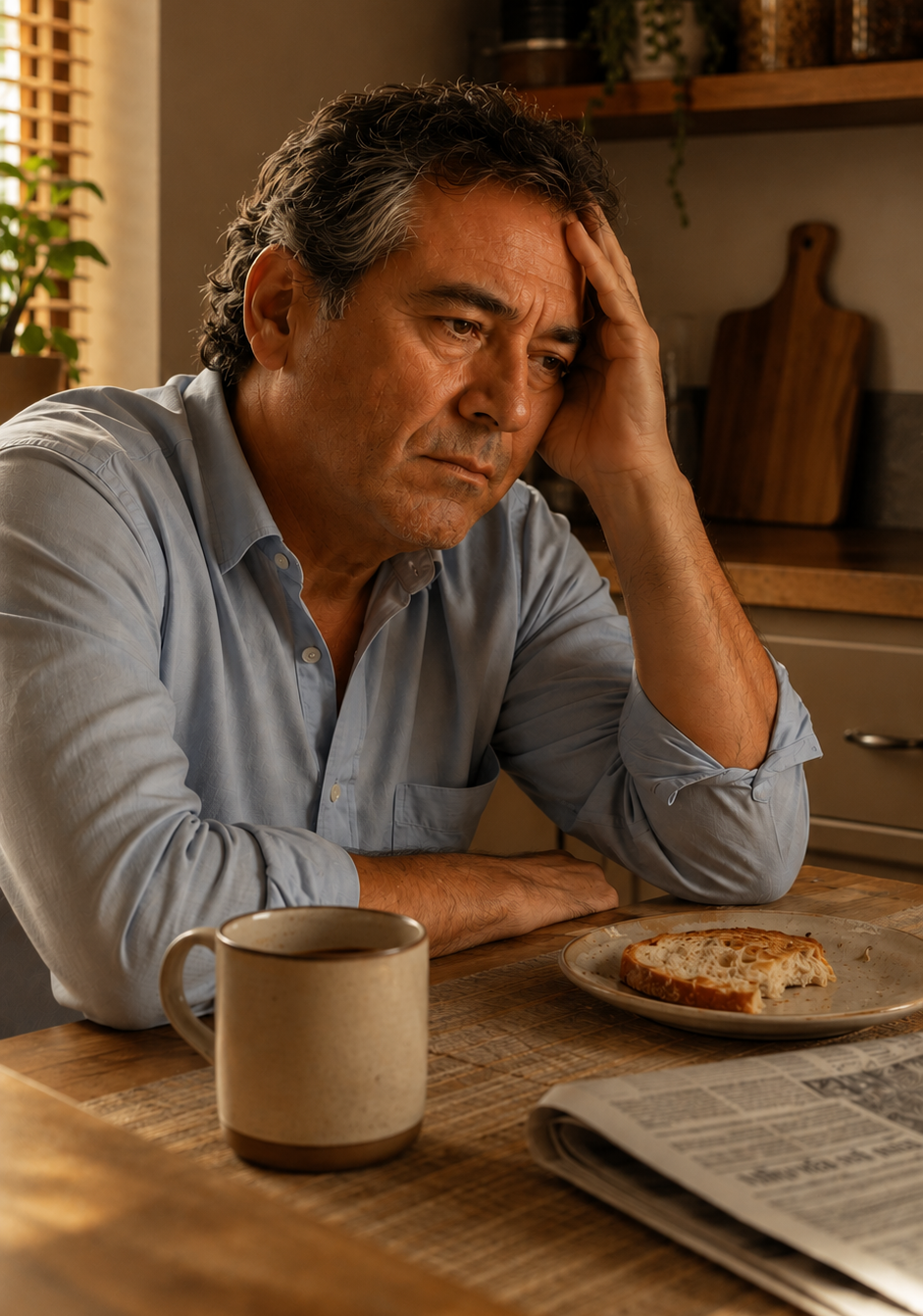Hombre cansado por problemas de próstata