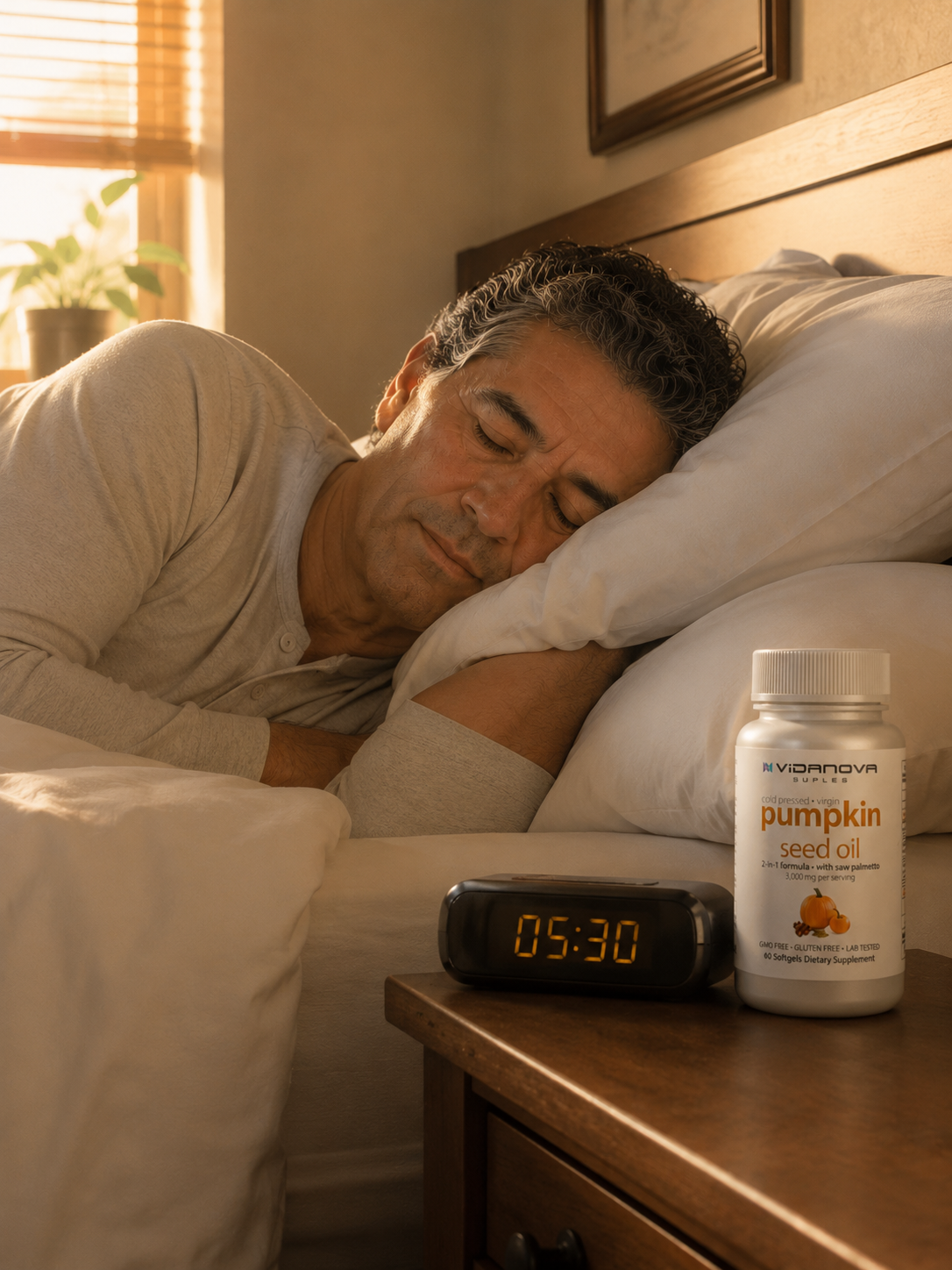 Hombre durmiendo profundo despues de Pumpkin Seed Oil